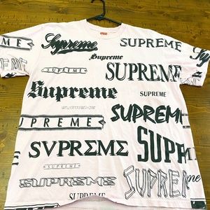 SUPREME New York Multi Logo Tee Shirt Light Pink Men's Large F/W 2020